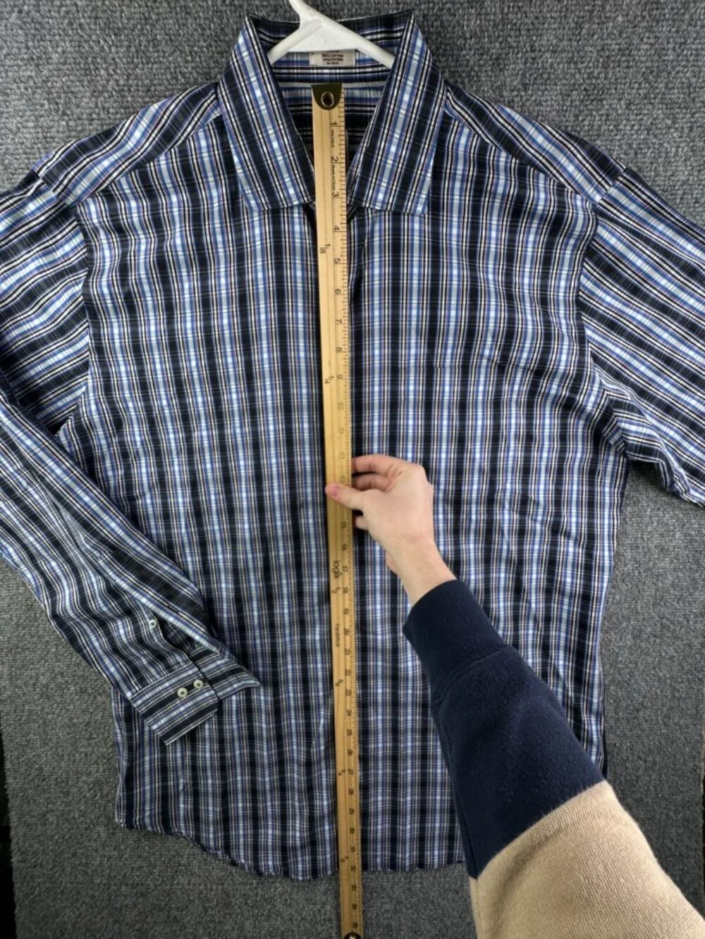 Peter Millar Seaside Finish Long Sleeve Button Up Shirt Plaid Blue Large Cotton
